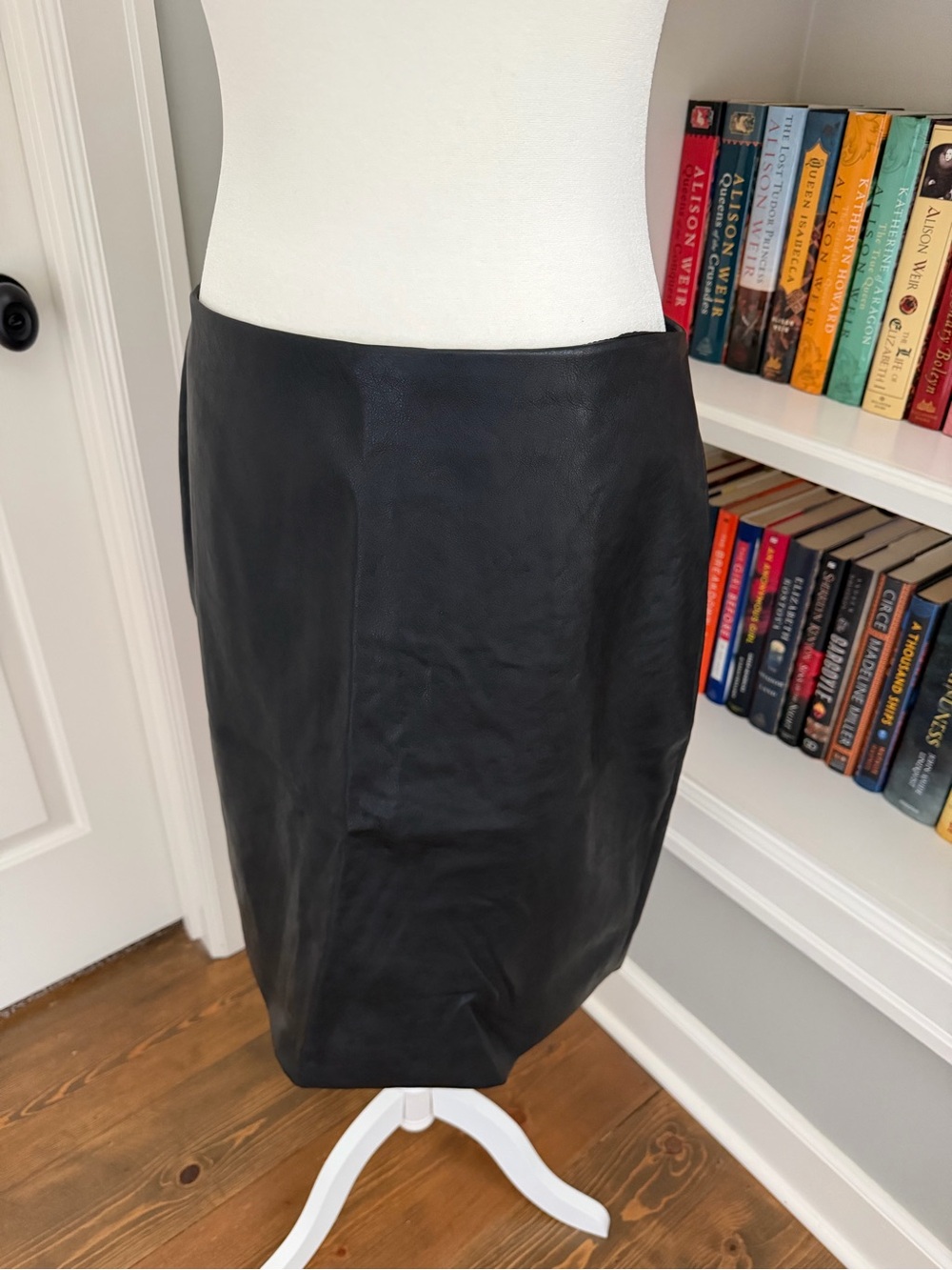 Classic Black Vegan Leather Pencil Skirt